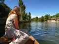 Oxford England girl on boat prow Royalty Free Stock Photo